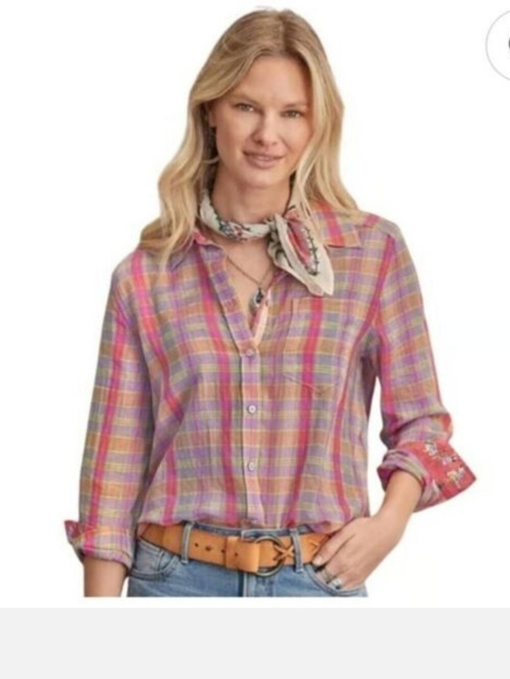 Sundance Pink and Yellow Plaid Button-Down Shirt